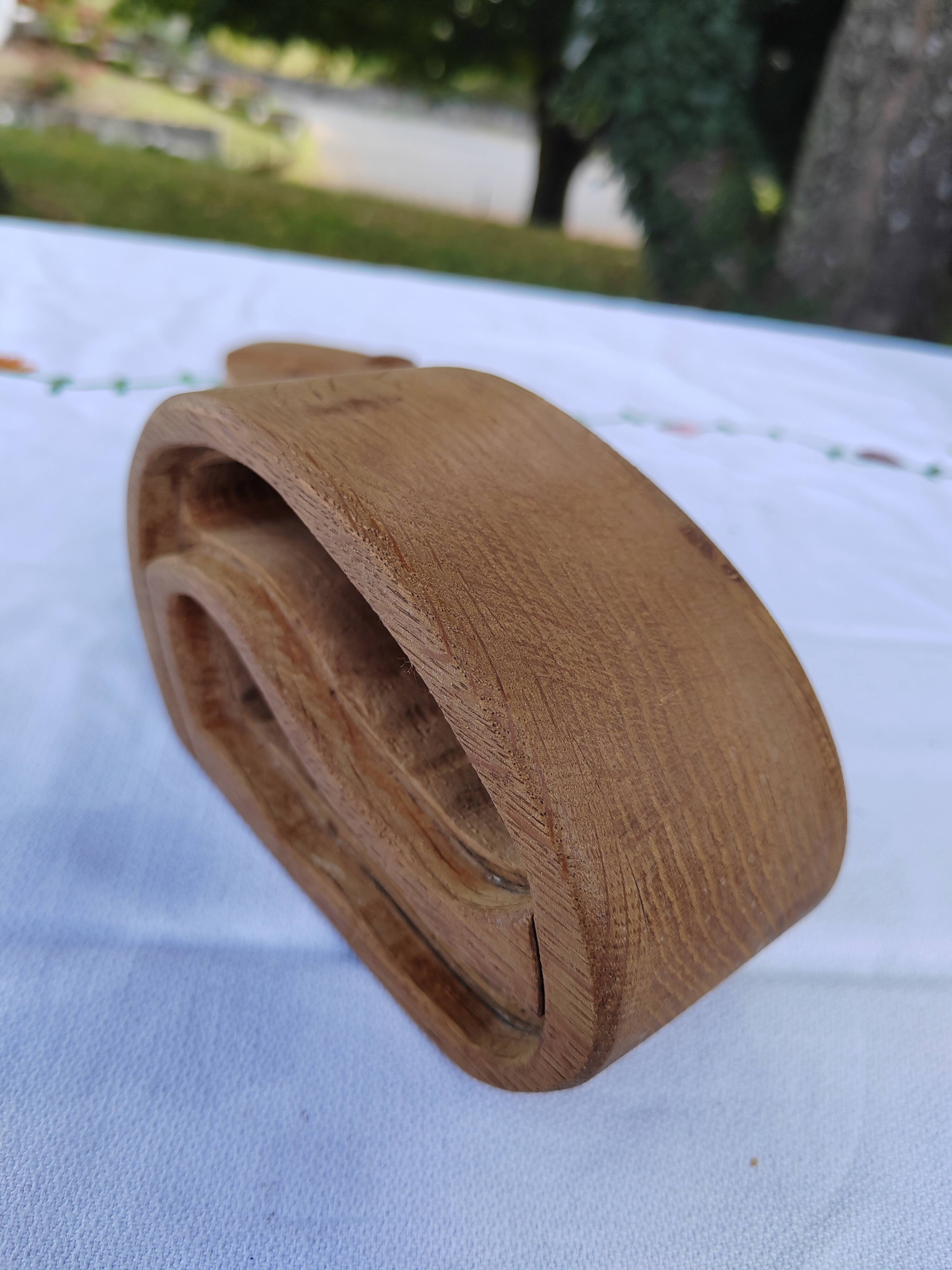 Carved wooden box in the shape of a small piece of furniture - handmade