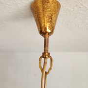 Messing vergoldet 6-Licht Kronleuchter Lampe Wasserfall Kristall 1950-1970
