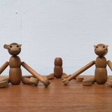 Danish mid-century wooden monkeys, set of 3