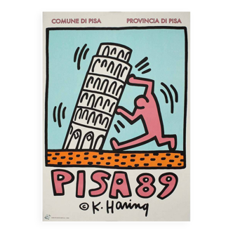 Affiche originale de Keith Haring - Pisa 89 - Italie - Pop Art