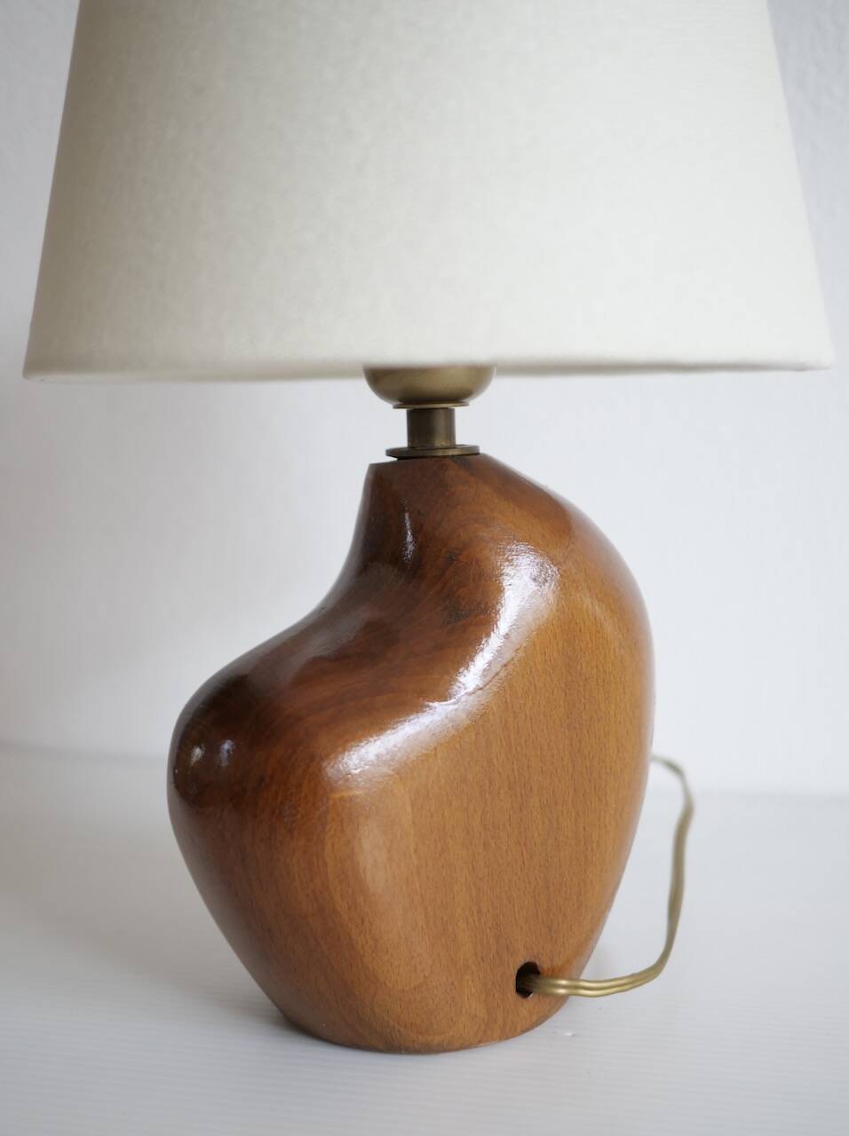 1960s free form wooden bedside lamp