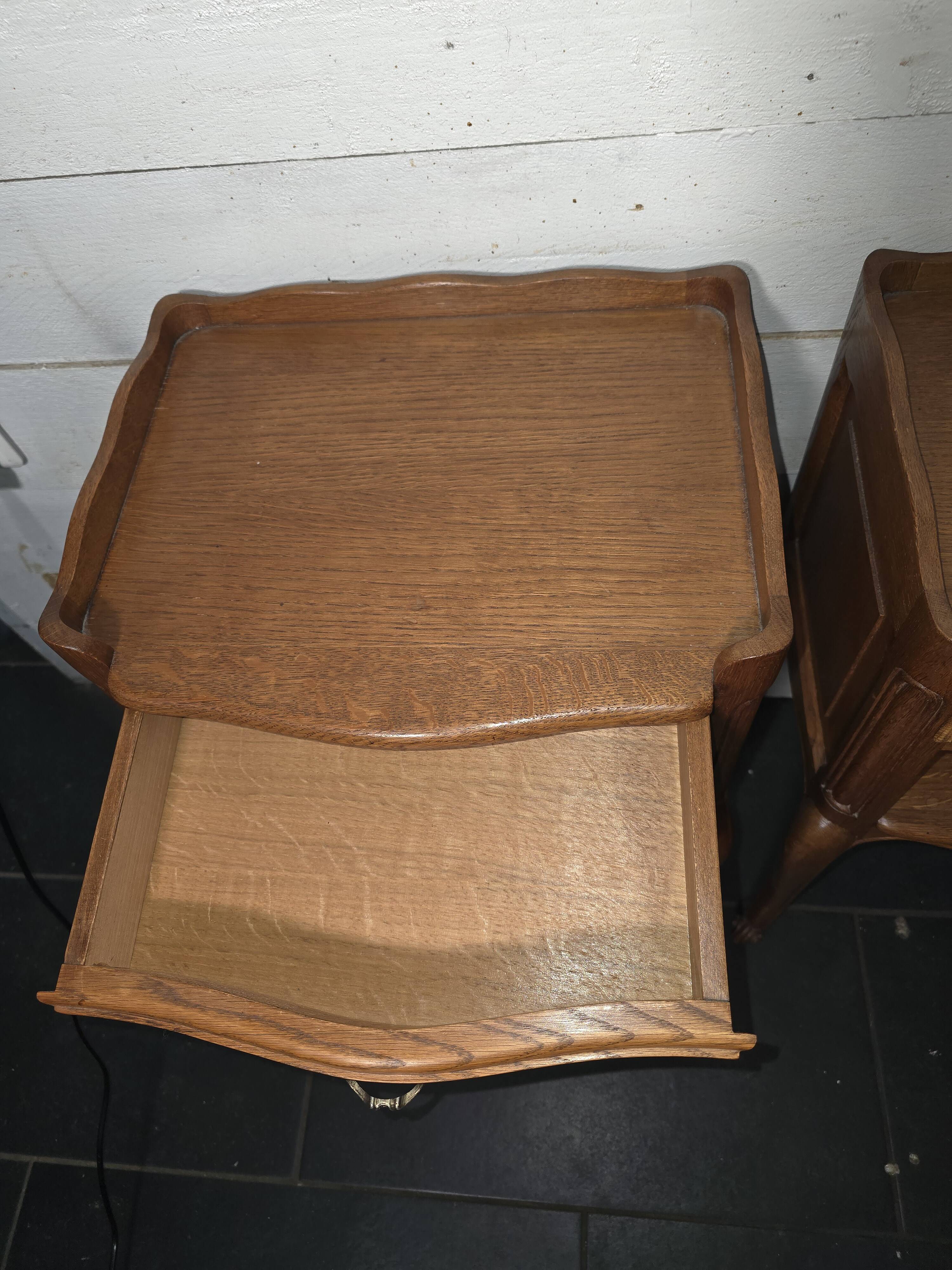 Pair of Louis XV style bedside tables in oak
