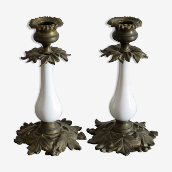 A pair of antique french candlesticks c1870