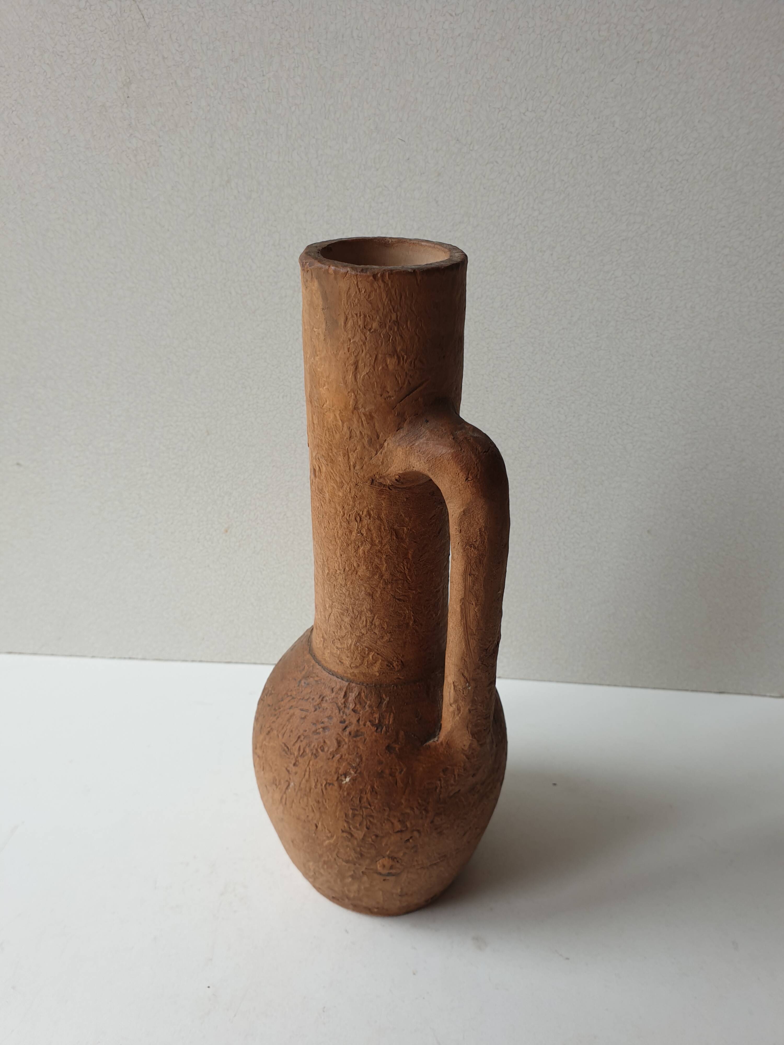 Terracotta vase height 24cm signed PC (signature to be identified)