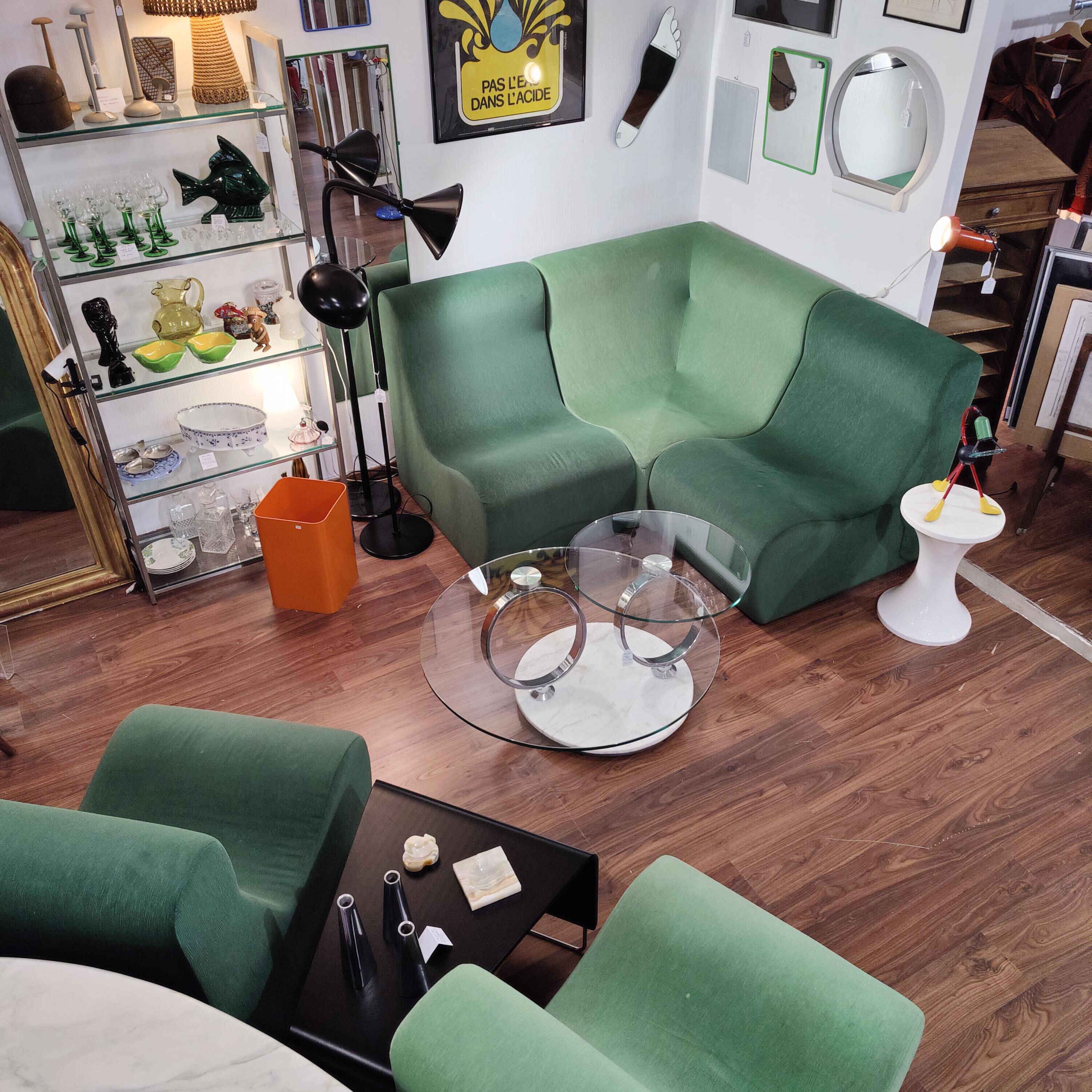Modular green corner sofa 1970s