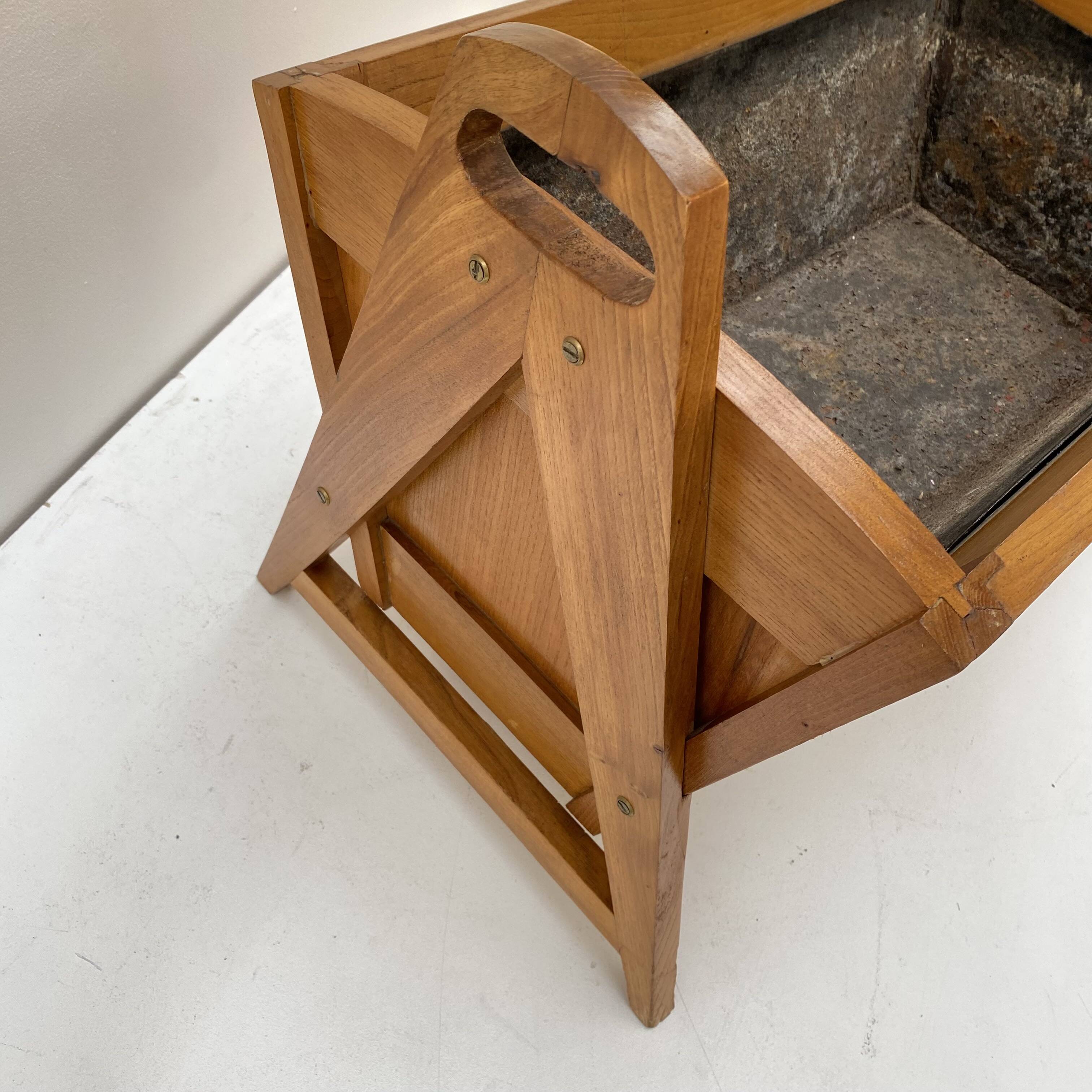 Large modernist indoor planter in solid beech