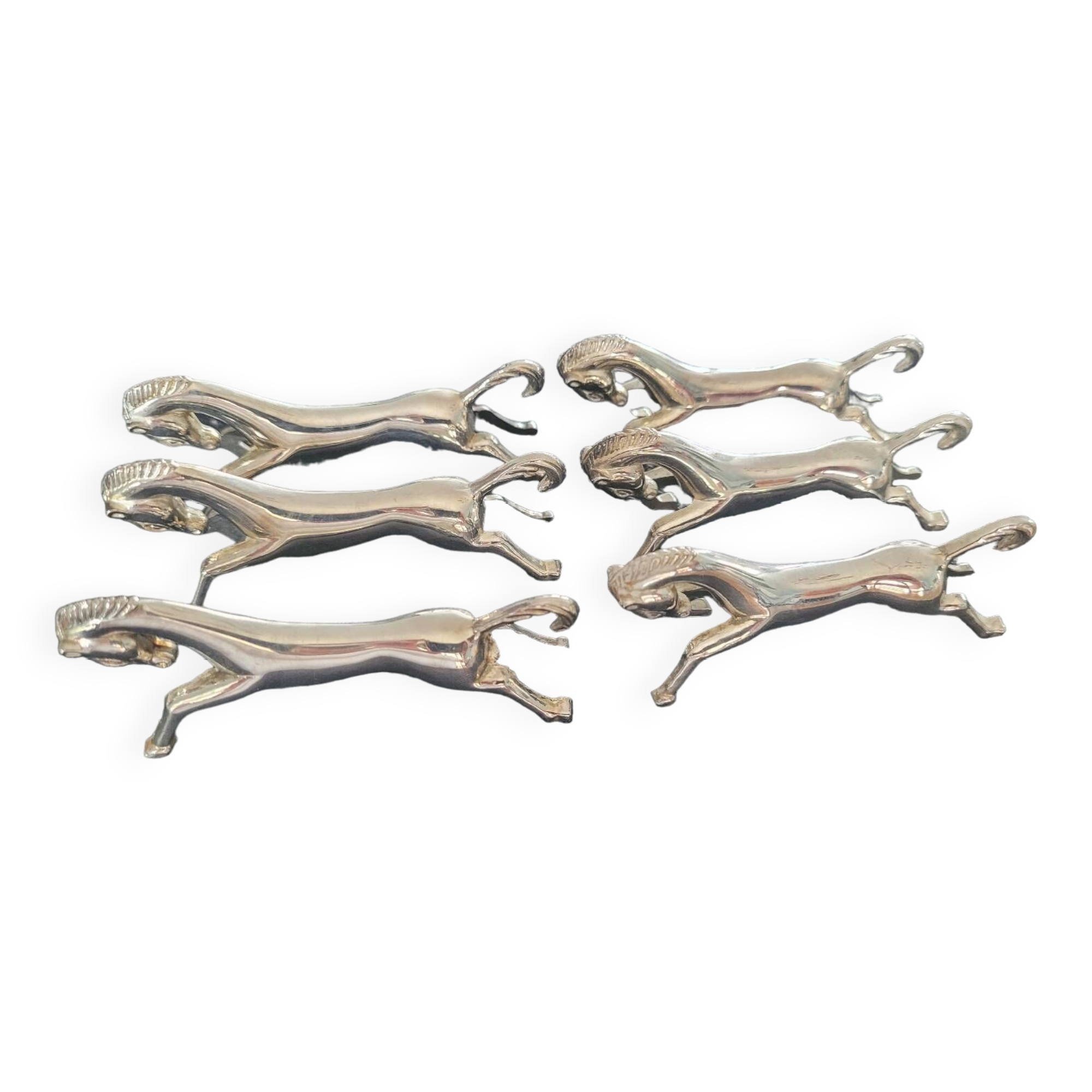 Set of 6 horse knife holders