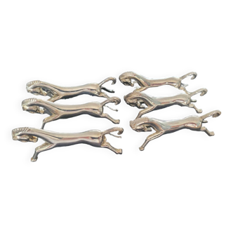 Set of 6 horse knife holders