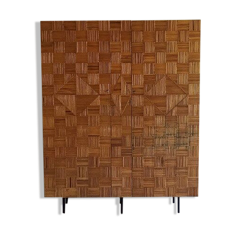 Rare rattan marquetry cabinet