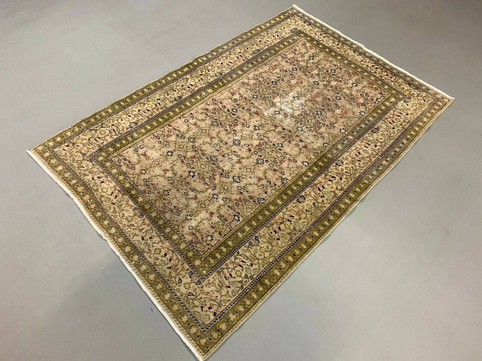 Distressed Turkish Rug 176x116 cm wool Vintage shabby Chic Tribal Brown, Beige