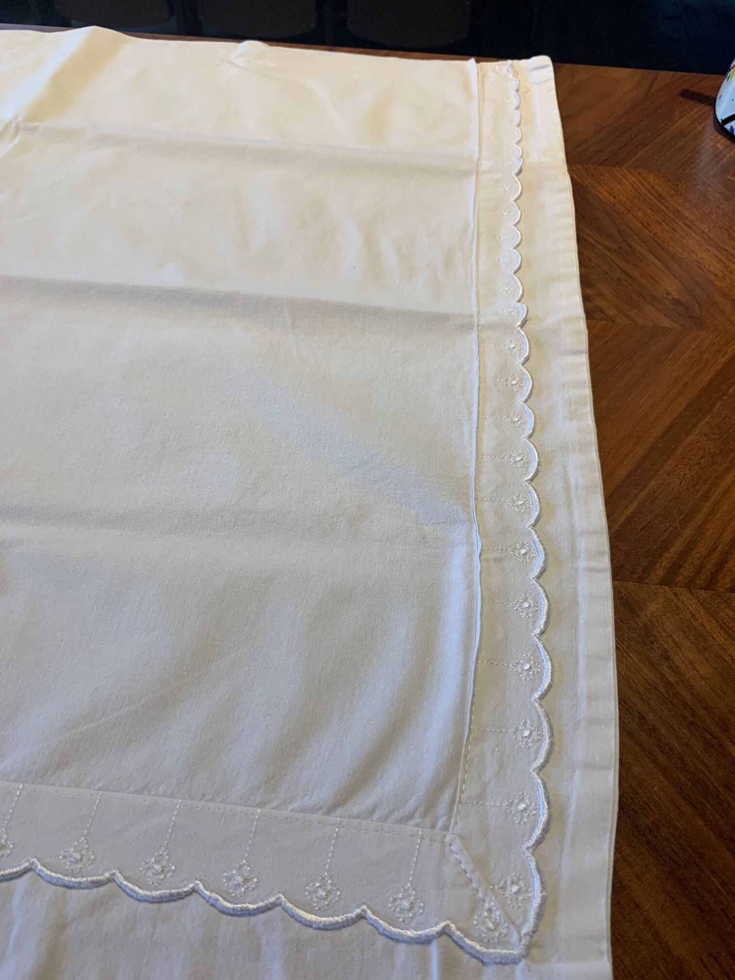 Pair pillowcases white cotton and lace