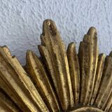 Vintage 1960s sunburst witch's eye mirror in gold - 27 cm