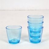 Set of 4 Iittala / Kaj Franck 'Kartio' drinking glasses / 'glacier blue' / Mid Century Modern design / Finland