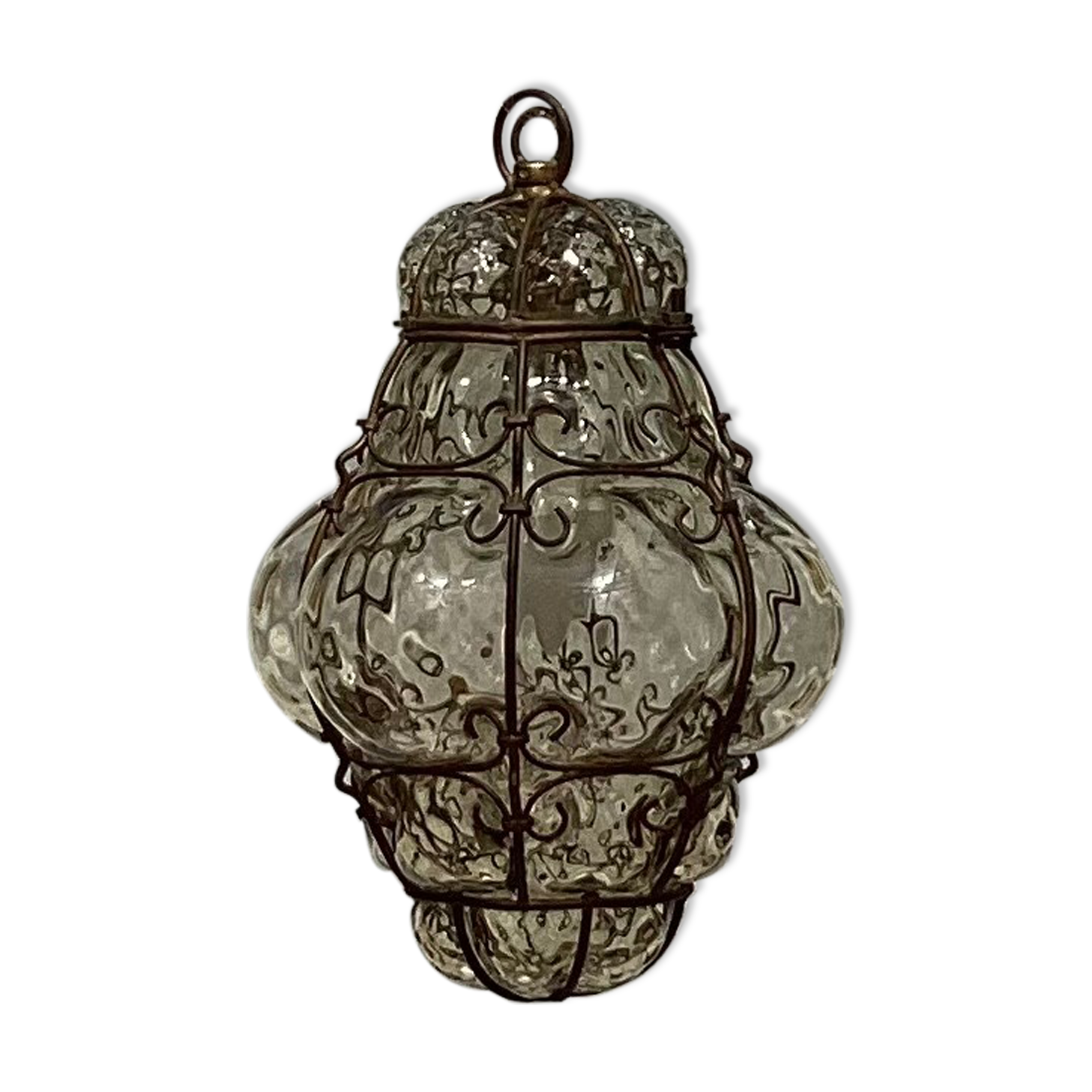 Lantern cage in blown glass style Murano dimension: H-28cm- D-18cm-