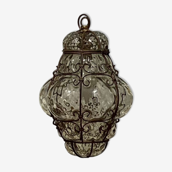 Lantern cage in blown glass style Murano dimension: H-28cm- D-18cm-