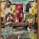 Oil on panel representing a fishing port by S. Margarit 20th century