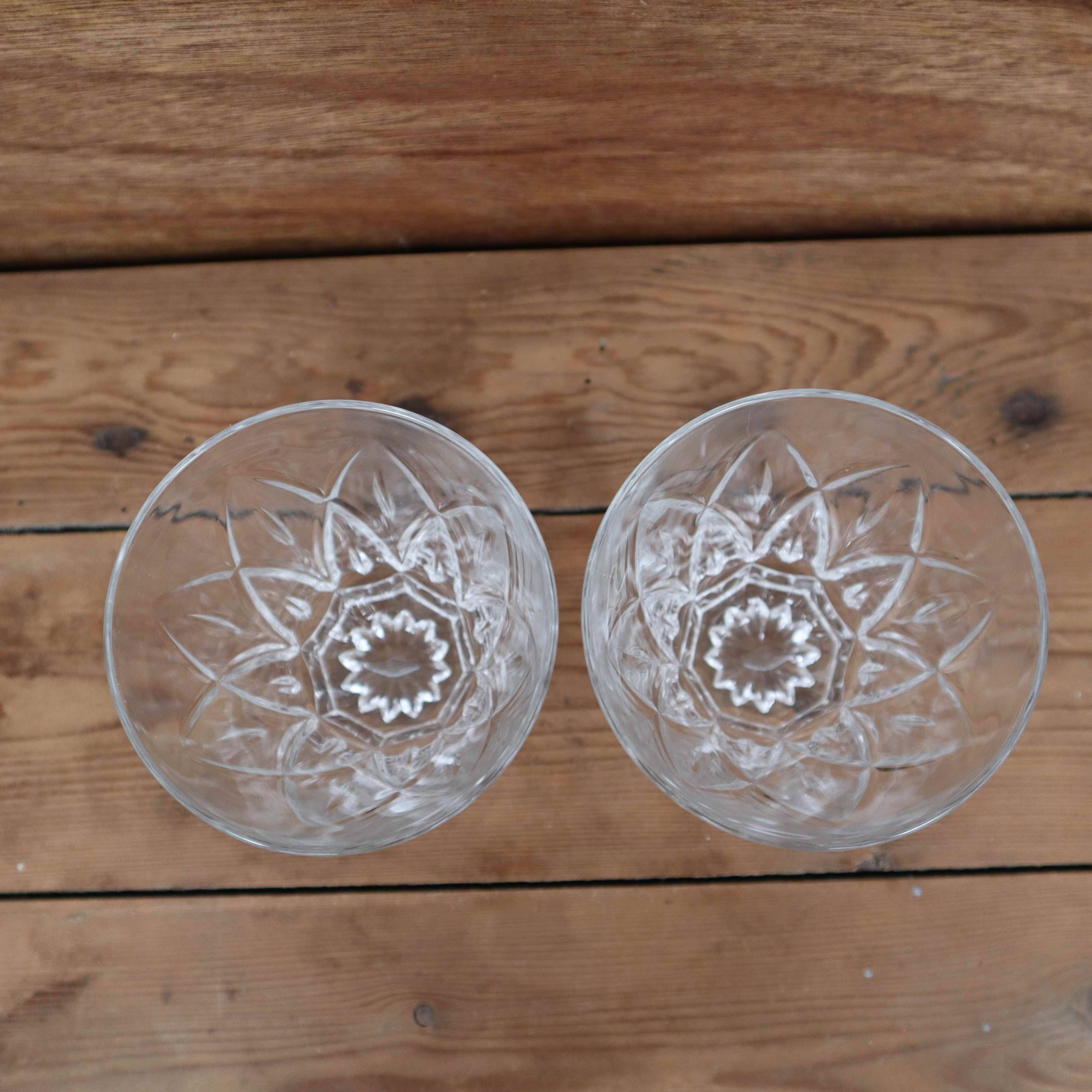 2 large Arlequin water glasses in Reims crystal glass 1950