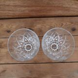 2 large Arlequin water glasses in Reims crystal glass 1950