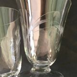 6 wine glasses carved with lily of the valley sprigs