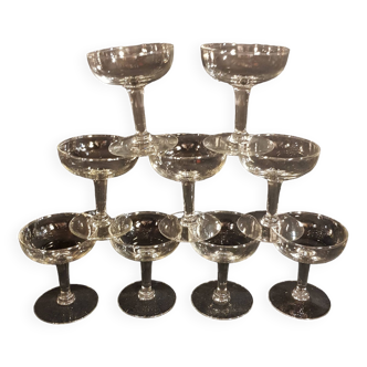 9 champagne glasses