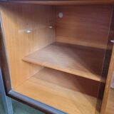 Hi-Fi cabinet in wood, brushed aluminum, smoked glass - 1970s