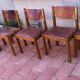 Series of 6 elm and leather chairs from the Maison Regain 60s