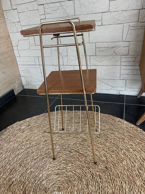Bolster vintage magazine rack table gold metal