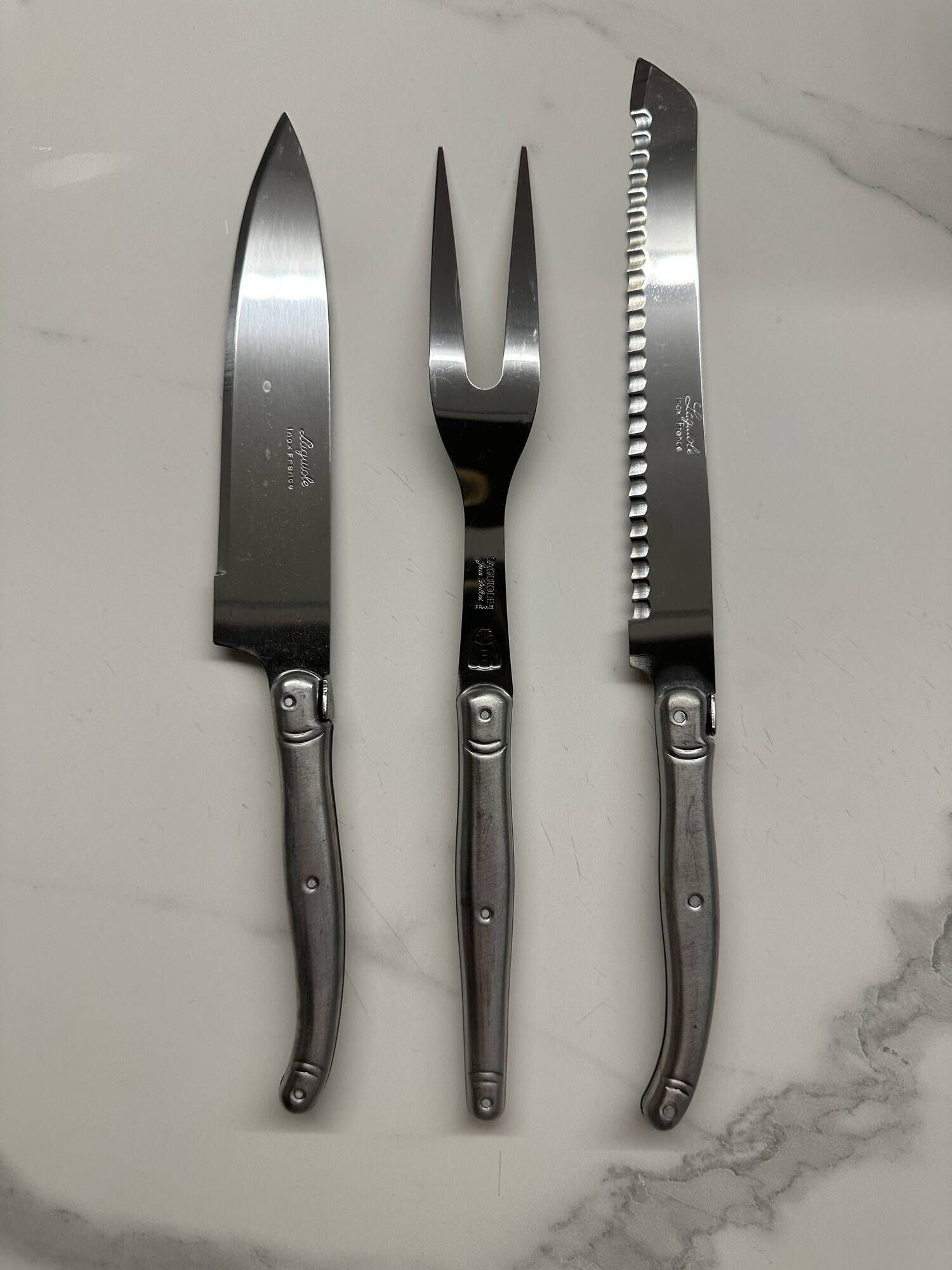 Service à découper 3 pièces Laguiole en inox, France