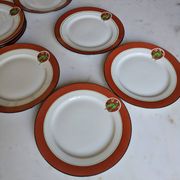Art Deco dessert plates Henri Delcourt / Boulogne sur Mer / parakeet