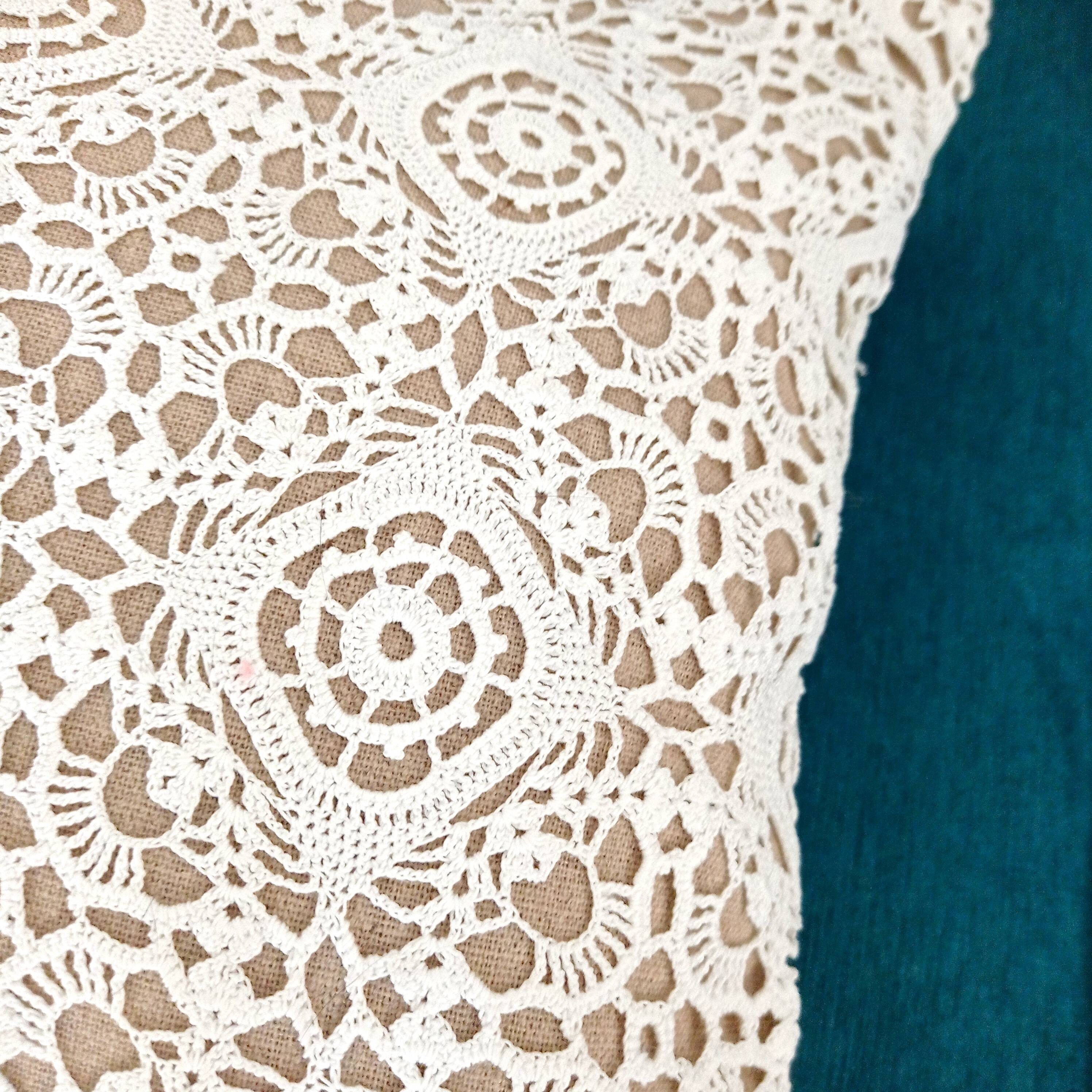 Coussin Lin et coton crochet