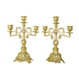 Pair of copper brass candelabras