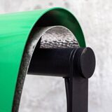 Lampada postmoderna alogena in ferro e pietra serena Italia anni '80