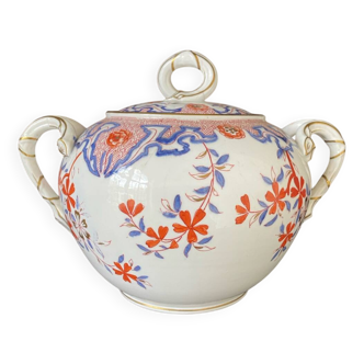 Large antique Sarreguemines Minton porcelain sugar bowl
