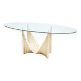 Vintage sculptural travertine table, italy 1970s