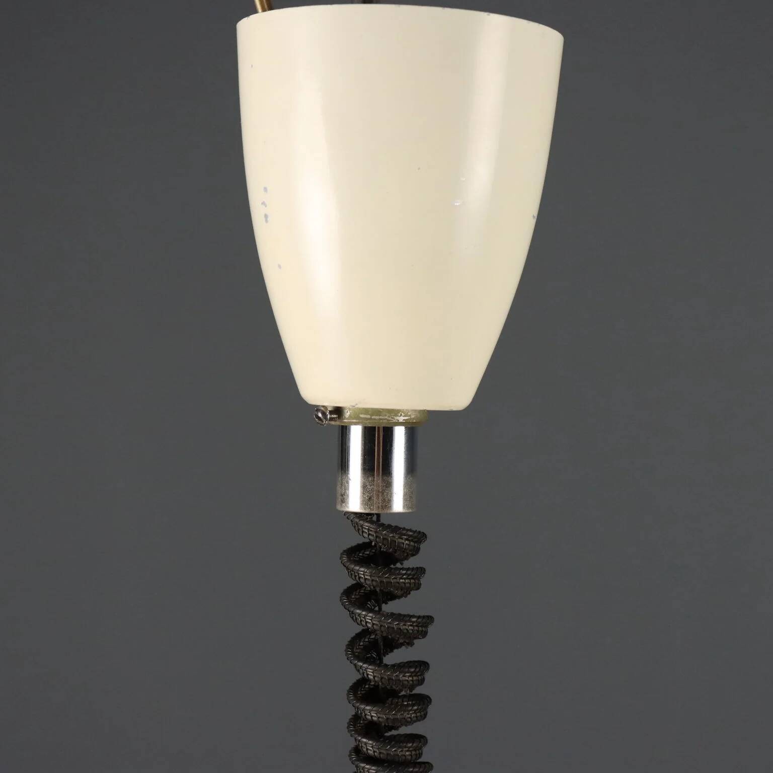 Vintage white glass pendant light, Italian design 1960s-1970s.