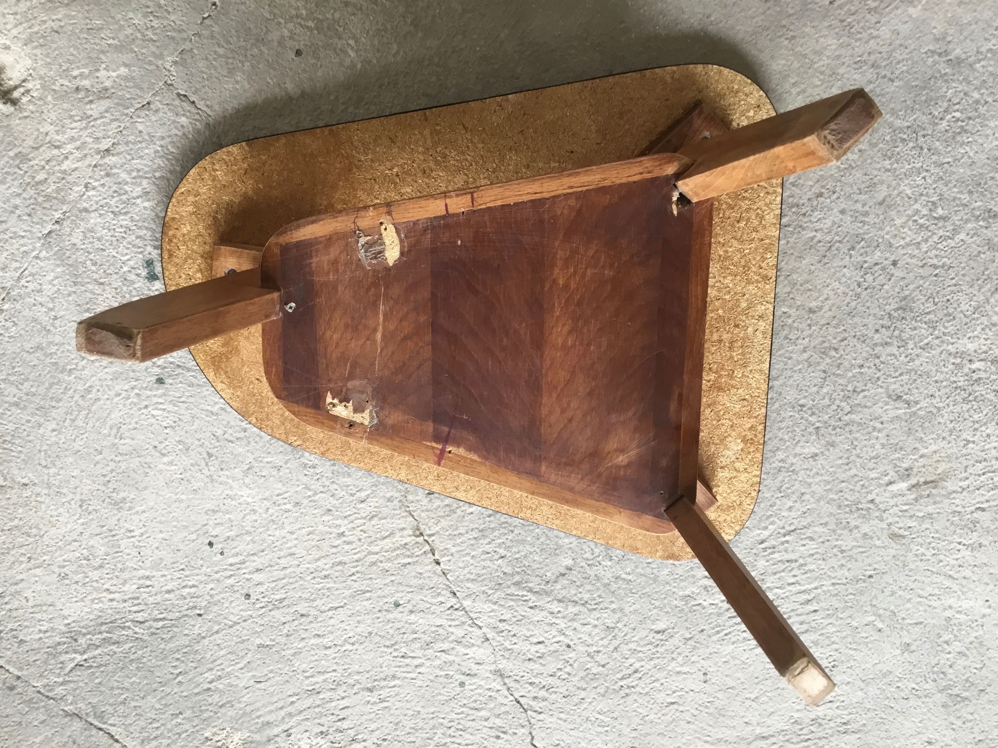 Modernist free-form tripod coffee table 2 trays - 1950