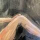 Signed painting, pastel, Chinese ink, portrait of a woman "black sun"