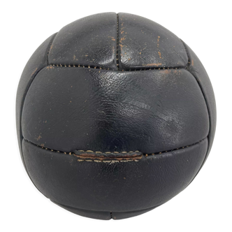 Vintage black leather medicine ball, 1930's