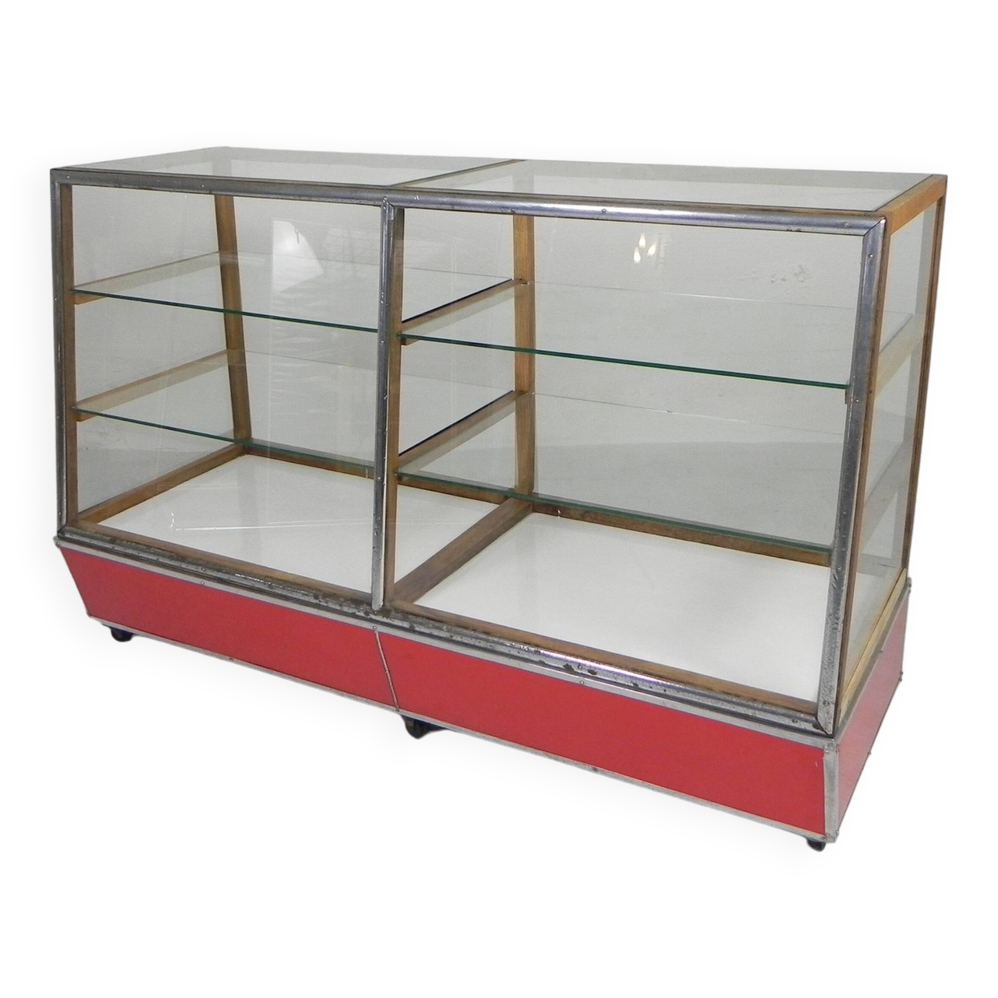 Vintage bakery display case, counter on castors 1950s
