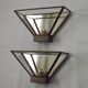 Matching Pair French Mid Century Copper & Glass Single Mirrored Wall Lights 5138