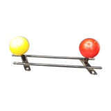 Vintage coat rack hook two colorful balls 60s