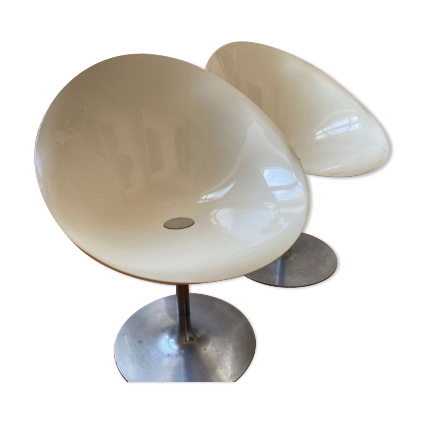 paire de 2 chaises tulipe kartell blanche