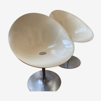 paire de 2 chaises tulipe kartell blanche