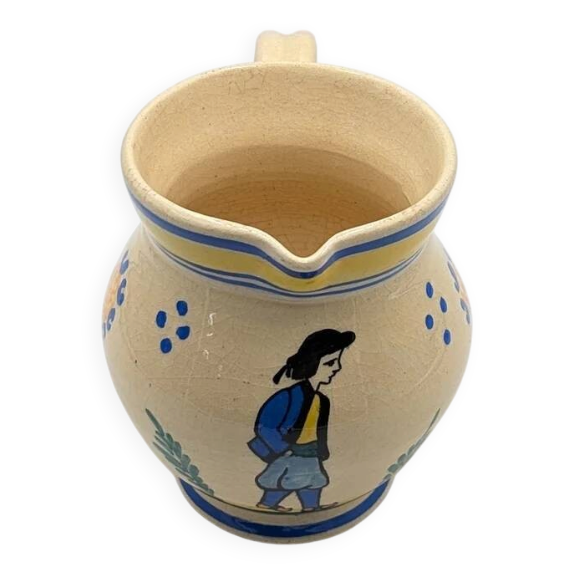 Earthenware jug from Quimper – signed Yvon Roy "La Rochelle"