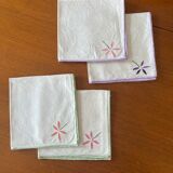 Set of 4 embroidery flower napkins