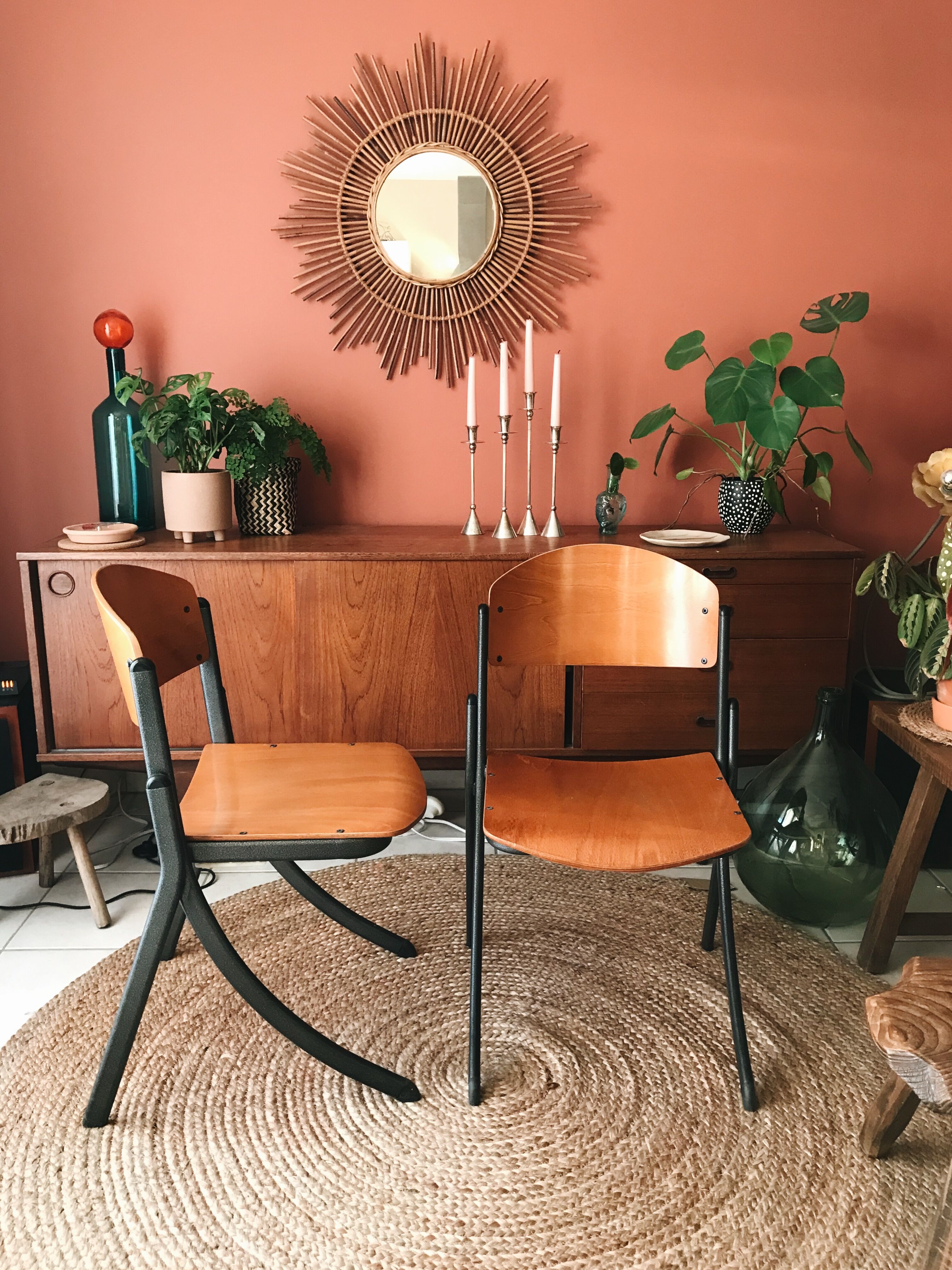 Set of 2 vintage Souvignet chairs made in France