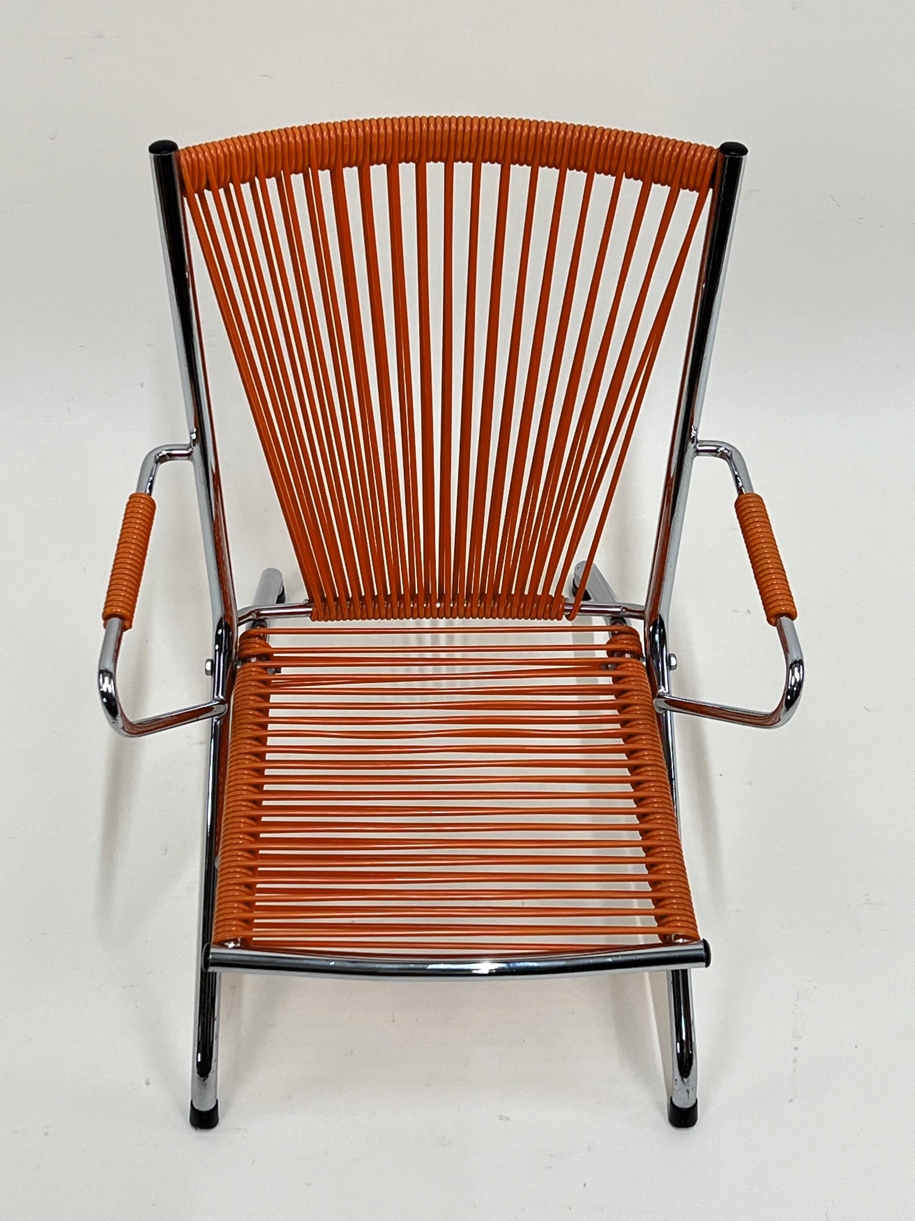 "Scoubidou" Orange Vintage 60's Folding Child's Armchair Chair