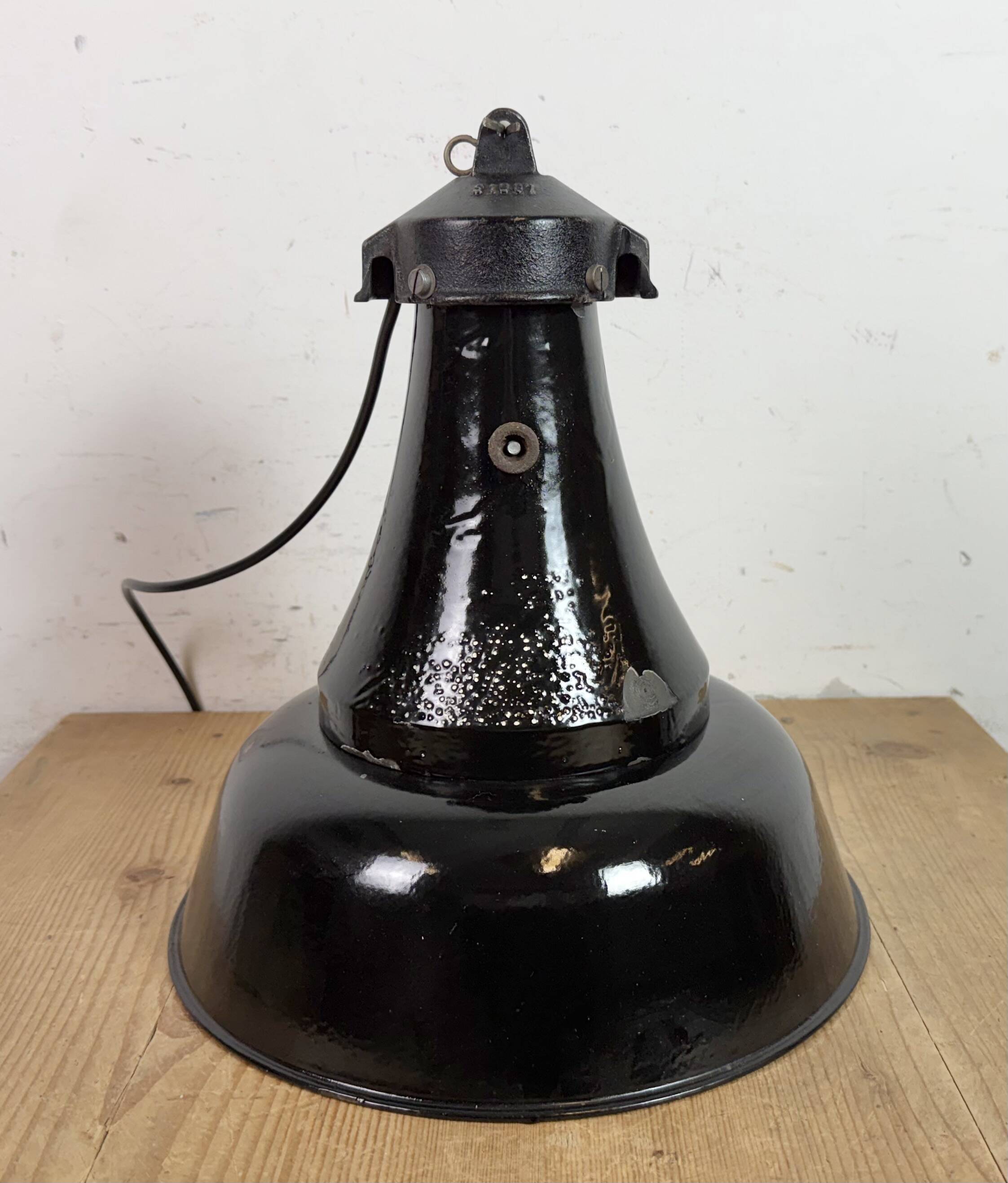 Industrial Black Enamel Bauhaus Pendant Lamp, 1930s