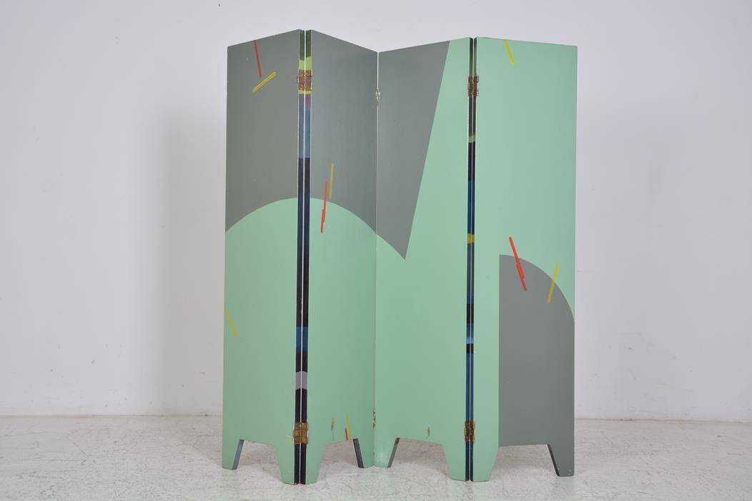 Vintage screen made up of 4 wooden panels reproducing the painting by tamara de lempicka 1925.