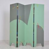 Vintage screen made up of 4 wooden panels reproducing the painting by tamara de lempicka 1925.